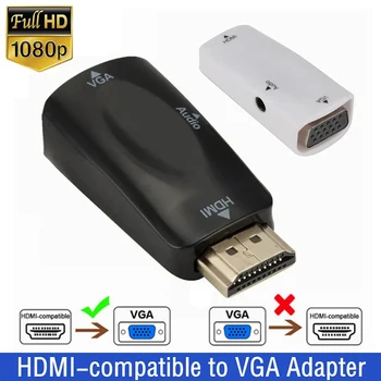 Kompatibilný s HDMI na VGA Kábel Converter HDMI Samec Na VGA Famale Converter Adaptér 3,5 mm Jack Audio HD 1080P Pre PC, Notebook Tablet