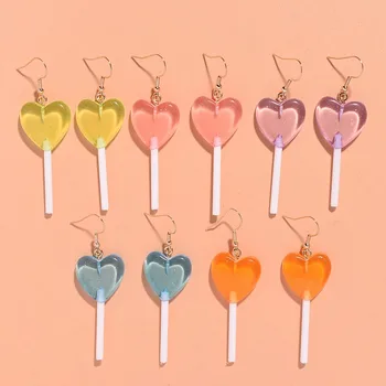 Kpop Egirl Sladké Multicolor Láska Srdce Lízatko Prívesok Náušnice pre Dieťa Dievča Ženy Šperky 2022 Jedinečný Candy Náušnice kórejského