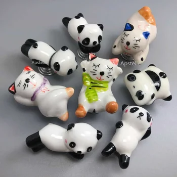 Kreatívne Deti Izba Nábytok Zásuvke Bielizníka Keramické Ťahá Krásne Kreslené Panda Mačka Tvar Skriňa Gombíkov a Rukoväte Hardvéru