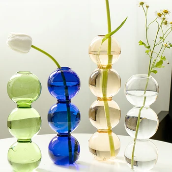 Kvetinové Vázy pre Office Dekor Tabuľka Nordic Sklo Nordic Váza Hydroponics Rastliny Vázy Domov Moderné Ozdoby