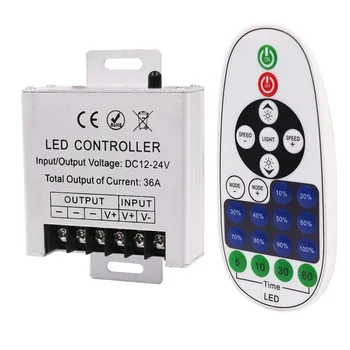 LED Controller 36A 23key Dotyk RF Diaľkové Ovládanie PWM Stmievanie 12V 24V Jas Nastaviteľný Stmievač Pre SMD2835 Led Pásy