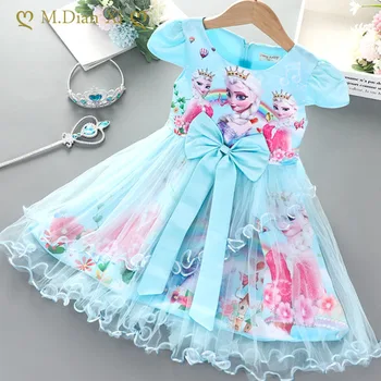 Letné Deti Oblečenie Celkom Kórejský Milé Dievčatá Šaty Mrazené Elsa Anna Princezná Strany Kostým Vestidos Motýlik Oblečenie Oblečenie