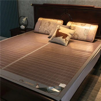 Letné Luxusné Cool mat bambusu mat 1,8 m posteľ obojstranný skladací domov holý matrac na spanie s dvojakým použitím, tráva mat s dvojakým použitím ľadu mat