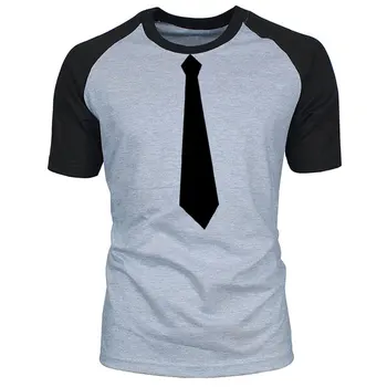 Letné Módne O-Krku Aktívne Osobné Tlač Black gules kravatu dizajn Farba kolízie T Shirt Hip Hop Krátky Rukáv Mužov, T Košele