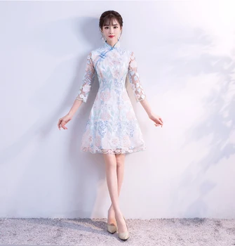 Letné Svadobné Party Cheongsam Čínskej Tradičnej Dámske Elegantné Slim Qipao Večerné Šaty Sexy Mini Šaty, Retro Vestidos S-XXL