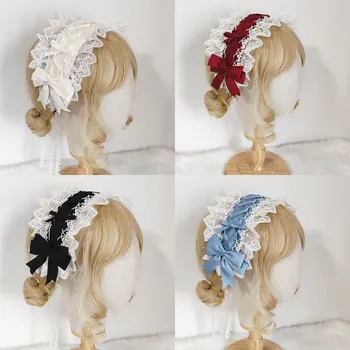Lolita headdress dievča čipky vlasy pás Japonský headdress vlasy čipky slúžka hlavový most