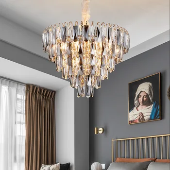 Luxusné Postmoderných LED K9 Tvárou Krištáľový Luster Zlatý Prívesok Svetlo Domova Obývacia Jedáleň Svietidlá