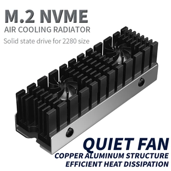 M. 2 NVME Chladiča Dual Motora Veža SSD Radiátorov, Meď a Hliník s Tichým 13MM Dvojitý Ventilátor 2280 (Solid State Drive) Chladič
