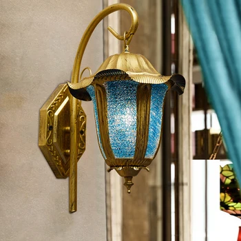 Marocký modrá osobné nástenné svietidlo Stredomoria chodby, balkóna hotel bar rodine železa dekoratívne svietidlá