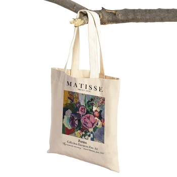 Matisse Ženy Kvety Abstraktné Krajiny Supermarket Shopper Tašky Nordic Fenku Kabelka Tote Oboch Stranný Plátno Nákupní Taška