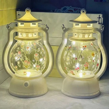 Mini LED Nočné Svetlo, Prenosné Malé Olejové Lampy, Umelecké Retro Malý Kôň, Lampa, Teplé Svetlo, Tulipán Kvetinová Výzdoba