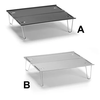 Mini Stôl Skladací Stôl Kemping Kovové Prenosné Piknik Stôl pre Vonkajšie Grilovanie Striebro
