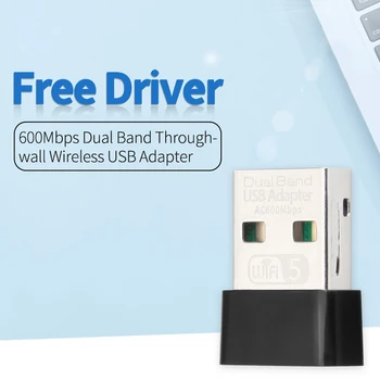 Mini USB Bezdrôtový Adaptér 600Mbps Dual Band 5.8 G 2.4 G USB WiFi Dongle Adaptér 802.11 AC pre Notebook Ploche