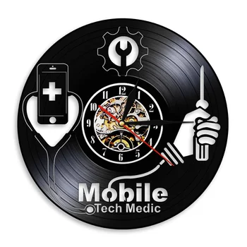 Mobile Tech Medic Nástenné Hodiny Moderný Dizajn Black Závesné Nástenné Hodinky Osobnosti Wall Art Decor Pre Mobilný Telefón Obchod