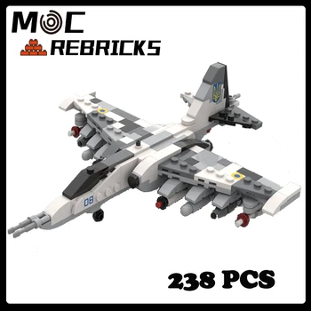 MOC Vojenské Série 1:72 Rozsahu Su-25 Frogfoot (UAF) Fighter Model DIY Montáž Tehly Stavebné Bloky pre Chlapcov, Hračky pre Deti Vianočný Darček