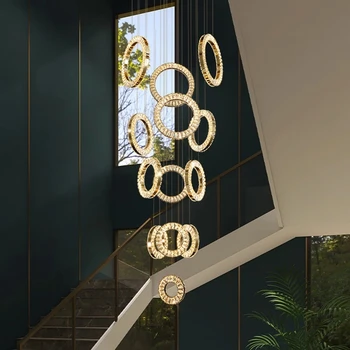 Moderné Luxusné Crystal LED Luster pre Schodisko Zlato Dlho Tvorivé lustre Jedáleň, Kuchyňa Interiérové Svietidlá