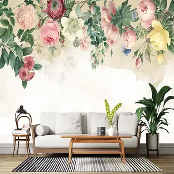 Moderné ručne maľované romantické ruže, svetlé a farebné kvety, 3D prispôsobené spálňa, obývacia izba, pohovka, TV joj, steny p