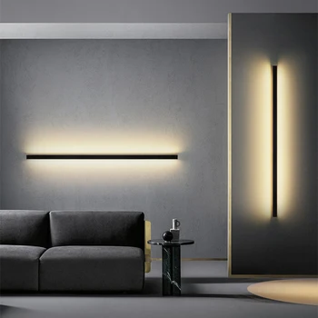 Moderný Minimalistický Obývacia Izba Nástenné Lampy Čierne Dlhé Pásy Lampa Nordic Domova, Spálne, Chodby Pozadie Osvetlenie Nástenné Svetlá