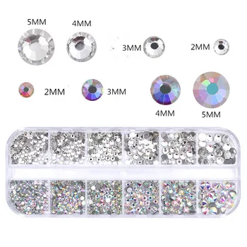 Multi-Veľkosť Kamienkami Pinzety Kit 12 Mriežky 3D Crystal AB DIY Šitie Dekorácie Crystal Diamond Gem Lesk Krásy Flitrami