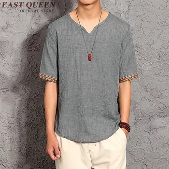 Muž plátenná košeľa mužov odevy vyrobené z bielizeň, tričká muž top značiek, orientálne pánske oblečenie čínsky top AA1122