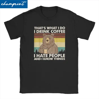 Mužov, Žien I Piť Kávu Neznášam Ľudí, Tričko Medveď Milenca Bavlnené Oblečenie Bežné Krátke Sleeve Tee Tričko Tlač T-Shirt