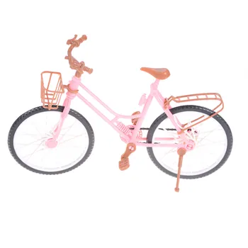 Móda Krásne Požičovňa Módne Odnímateľný Ružový Bicykel s Hnedé Plastové Kôš pre Bábiky Barbie Príslušenstvo, Veľkosť: 26*8*17