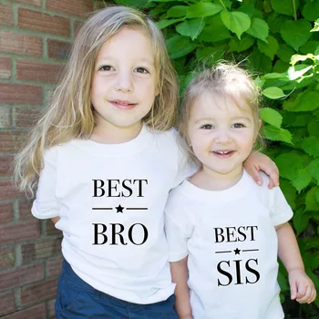 Najlepšie Bro a Najlepšie Sis Zodpovedajúce Topy a Tričká Brat a Sestra, Súrodenec T-shirt Darčeková Sada Twinning Bro a Sis Tees Móda