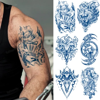 Nepremokavé Dočasné Tetovanie Nálepky, Tiger, Lev, Vlk Krídla Rameno Šťavy Ink Tattoo Lumbálna Tetovanie Človeka Body Art Tatuajes Dlho Trvať