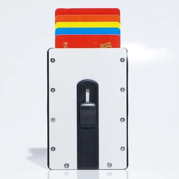 New Metal Úverové ID Karty Prípade Peňaženky RFID na Ochranu Mini pánske Peňaženky Tenký, Minimalistický Automatické kontextové Karty Držiteľ Silver black