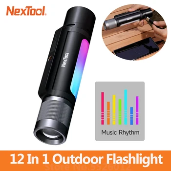 NexTool 12 V 1 Baterka S Reproduktora RGB Hudby Okolitého Svetla Nabíjateľná 900lm Baterka Pre Outdoor Camping