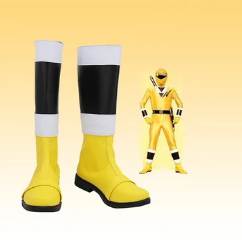 Ninja Sentai Kakuranger SeiKai Ninja Žltá Cosplay Topánky Prispôsobené Kožené Topánky pre Unisex