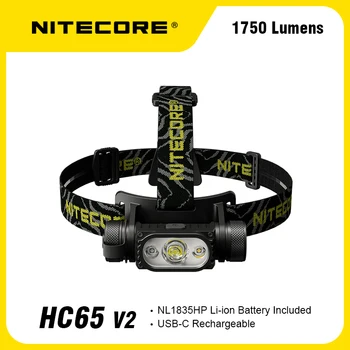 NITECORE HC65 V2 Svetlomet 1750 lúmenov USB-C Nabíjateľná LED Reflektor Tri-Zdroj svetla Biele Červené Svetlo Outdoor Camping Lampa