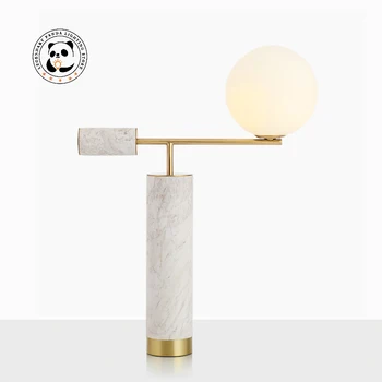 Nordic Dizajn stolná Lampa LED Mramoru sklenenú Guľu Stôl Light, Biele Luxusné Domova Obývacia Izba Štúdia Spálňa Nočný Stolík Svetlá