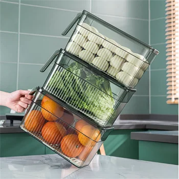 Nová kuchyňa chladnička úložný box s rukoväťou ostrejšie potravín-stupeň dokončovacie priehľadného plastu úložný box