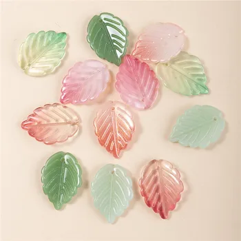 Nové 10pcs/pack Transparentné Multicolor Sklenené Korálky Listy Tvar Voľné Pre DIY Handmade Náramok, Náhrdelník Príslušenstvo Šperky