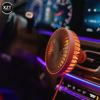 Nové Auto Ventilátor 360 Stupňov Otočná v Pohode Farebné LED Svetlá, USB Powered Auto Auto Výkonný Chladiaci Vzduch Ventilátora pre Auto Air Vent Namontované