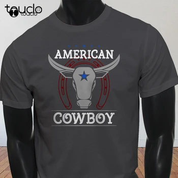 Nové Jarné Vysoko Elastická Bavlna Americký Kovboj Bull Podkovy Rodeo Texas Sportser Mens Uhlie T-Shirt Letné T-Shirt