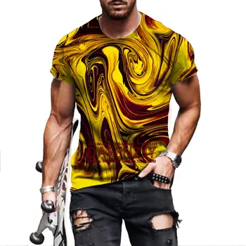 Nové pánske Abstraktné Luxusné Vzor T Košele 3D Vytlačené T-Shirt Oblečenie O-krku Priedušná Krátke Rukáv Fashion Tričko