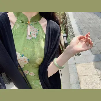 Nové Zelené Ženy Vintage Cheongsam Čínsky Štýly Svadobné Bežné Stojan Golier Večerné Šaty Letné Klasická Sklzu Šaty