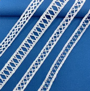 Nádherné geometrické kríž mlieko hodváb polyester vo vode rozpustné, výšivky, schodisko, čipky oblečenie čipky čalúnenie z bielej 15 metrov 2022