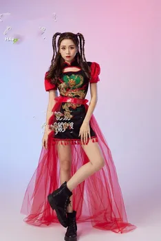 Národné Chaofeng Výkon Oblečenie Žien Spevák Jazz Dance DS silvester Výkon Oblečenie Nový Rok Cheongsam