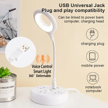 Ovládanie hlasom Stolná Lampa USB Noc Ľahké Prenosné Smart stolná Lampa pre Domáce Spálňa Posteli Kniha Čítanie Nočné Svetlo Lampy