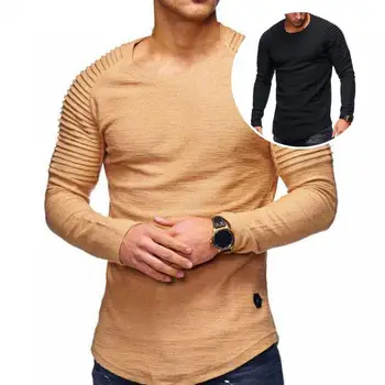 Pohodlné na Nosenie, 5 Farby Mužov Bežné Pevné T-shirt Zimné Oblečenie pre Dospelých