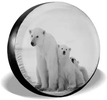 Polar Bear Family Náhradné Pneumatiky Kryt Vodotesný, Prachu odolné proti UV žiareniu Slnka Kolies, Pneumatiky Kryt vhodné na Auto,Príves, 15 Palcov