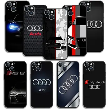 Pre iPhone 15 5 7 Plus SE SE2020 SE2022 Čierne Biele Auto Audi-LOGO Kryt Telefónu