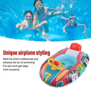 Prenosné Nafukovacie Bazén Plavákové Lietadlo Tvar Plávanie Krúžok Plávať Loď s Volantu pre Deti