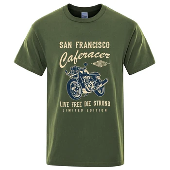 Pánske T-shirt Motocycle San Francisco Tlač Lete Crewneck Krátke Rukávy Nadrozmerné Priedušná Cool Tričká Topy Bežné Tshirts