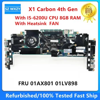 Renovované Pre Lenovo ThinkPad X1 Carbon 4th Gen Notebook Doska S I5-6200U CPU 8GB RAM FRU 01AX801 01LV898