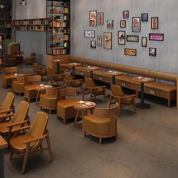 Retro Cafe Stôl a Stoličky Knihy Bar Rekreačné Oblasti Rokovania Masívneho Dreva Karty Sídlo Jasné, Bar Bar kaviareň Pohovka Kombinácia