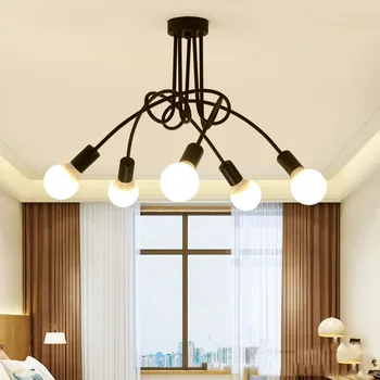 Retro Luster Kovaného Železa, LED Stropné Svietidlo Čiernej a Bielej E27 Svetelný Obývacia Izba Moderné Dekorácie, Domáce Osvetlenie Zariadenie